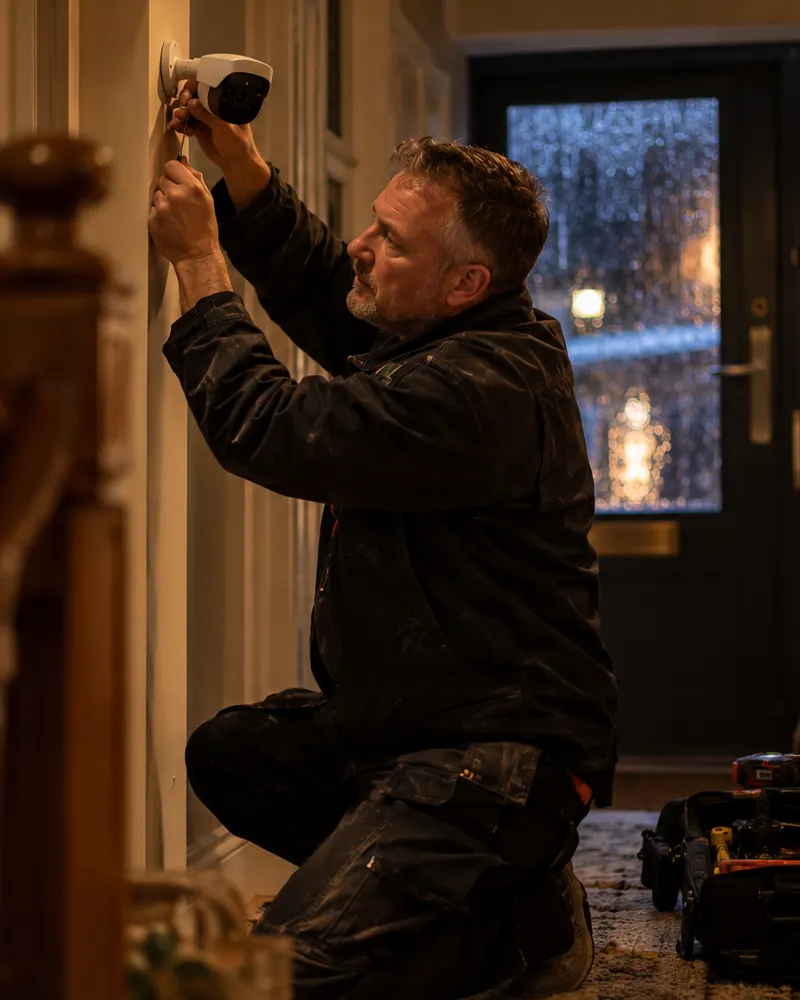 An installer on a job while Orra chases quotes and invoices