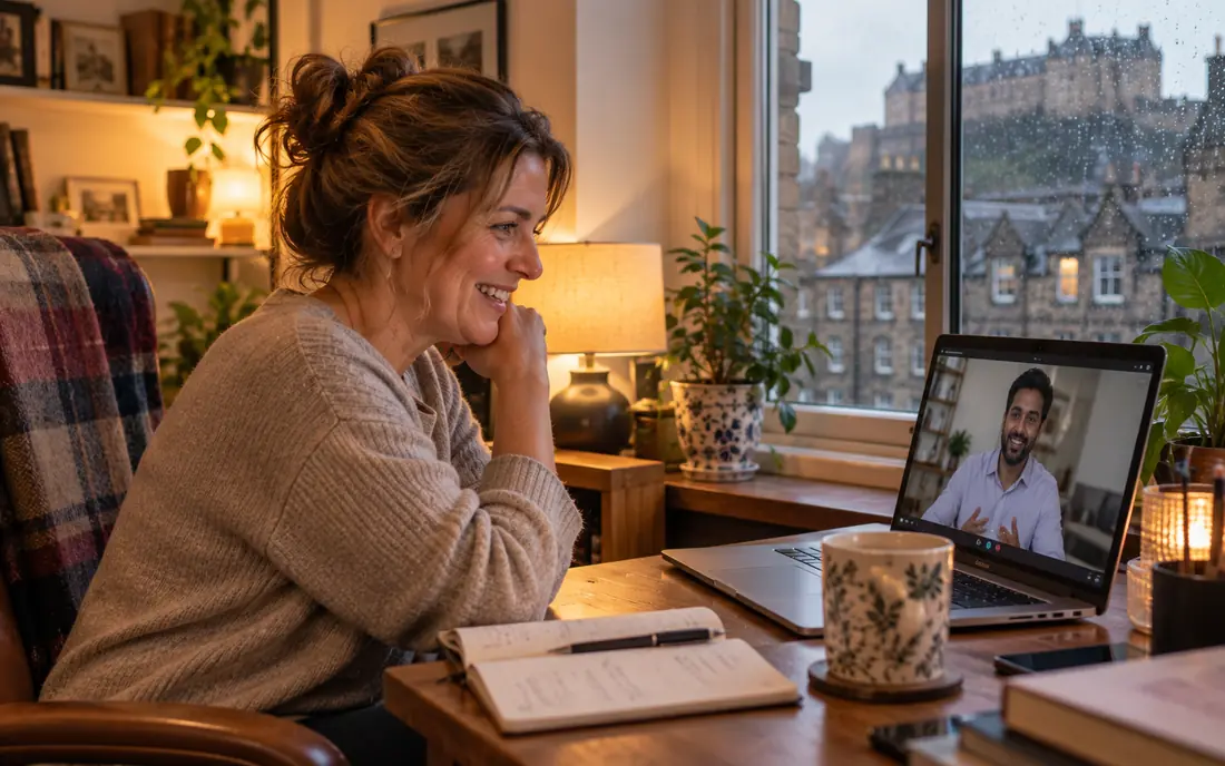 UK onboarding lead on a video call with a business owner